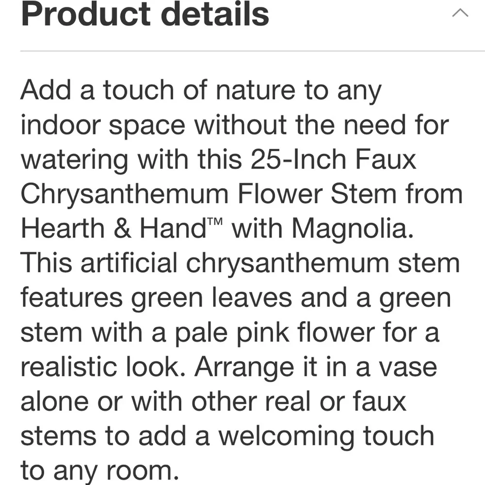 2!!!! HEARTH & HAND NEW faux chrysanthemum stems -pink -25”